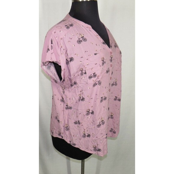 Torrid Women's Pink Bicycle Floral Print Dolman Sleeve Challis Blouse Plus 1X - Picture 2 of 14
